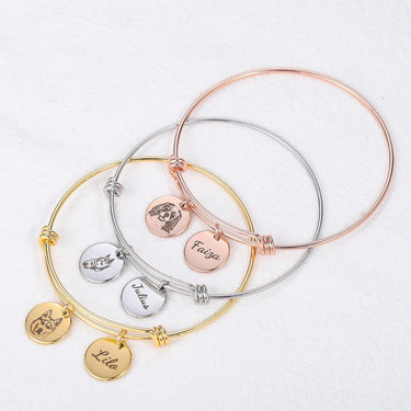 PetShots Engraved Bangles Bracelets KittyNook Cat Company Gold One Pendant